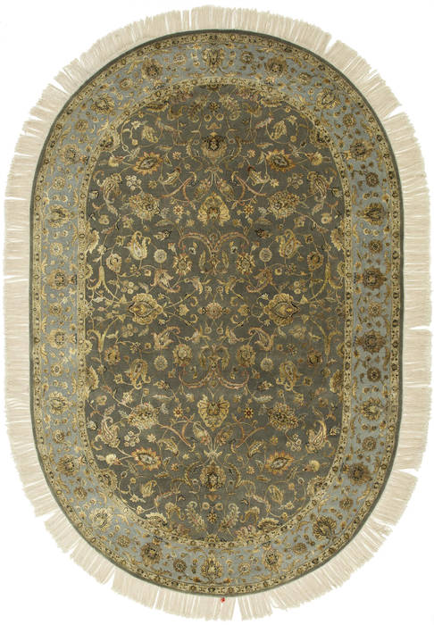 Jaipur Green Oval Hand Knotted 83 X 116  Area Rug 901-75786 Image 0