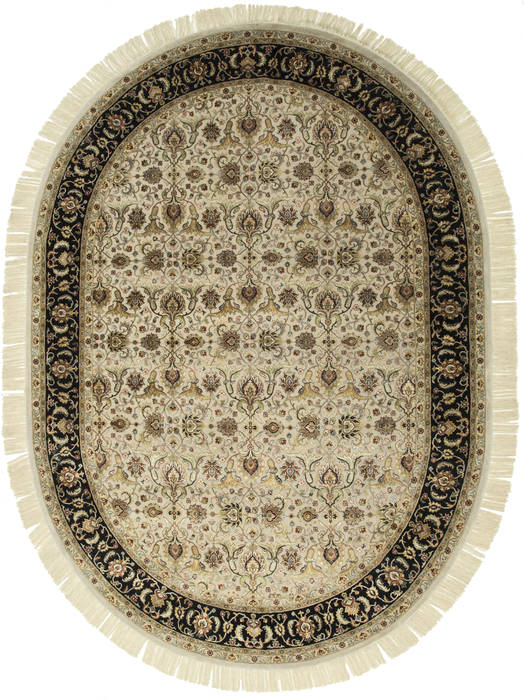 Jaipur White Oval Hand Knotted 83 X 116  Area Rug 901-75790 Image 0