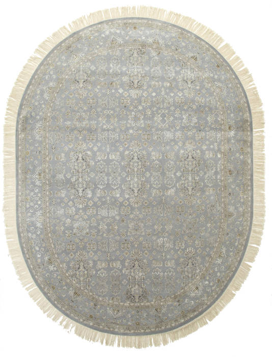Jaipur Blue Oval Hand Knotted 83 X 116  Area Rug 901-75791 Image 0