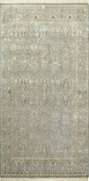 Indian Jaipur Grey Runner 6 to 9 ft wool and silk Carpet 75802
