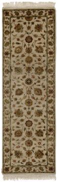 Indian Jaipur Beige Runner 13 to 15 ft wool and silk Carpet 75809