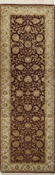 Indian Jaipur Red Runner 13 to 15 ft Wool and Silk Carpet 75810