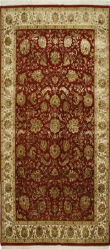 Indian Jaipur Red Runner 13 to 15 ft wool and silk Carpet 75816