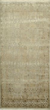 Indian Jaipur Grey Runner 10 to 12 ft wool and silk Carpet 75824