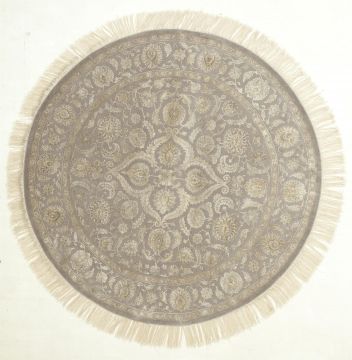 Indian Jaipur Grey Round 7 to 8 ft wool and silk Carpet 75829