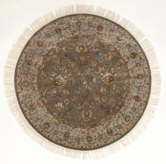 Indian Jaipur Green Round 7 to 8 ft wool and silk Carpet 75832