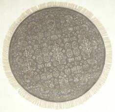 Indian Jaipur Grey Round 7 to 8 ft wool and silk Carpet 75834