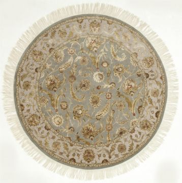 Indian Jaipur Grey Round 7 to 8 ft wool and silk Carpet 75836