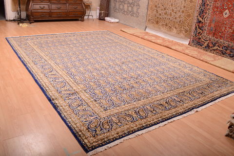 Kerman Blue Hand Knotted 99 X 140 Area Rug 100-75891 Image 1