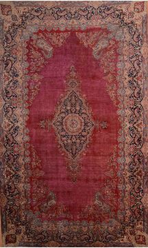 Persian Kerman Red Rectangle 11x16 ft Wool Carpet 75892