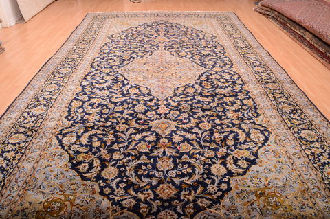 Kashan Blue Hand Knotted 98 X 175 Area Rug 100-75971 Image 11