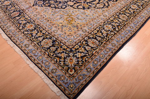 Kashan Blue Hand Knotted 98 X 175 Area Rug 100-75971 Image 7