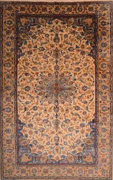 Persian Najaf-abad Beige Rectangle 10x14 ft Wool Carpet 75974