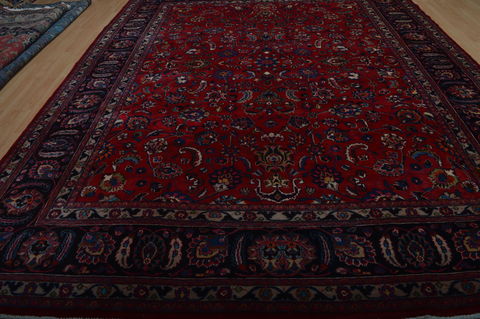Mashad Red Hand Knotted 910 X 123 Area Rug 100-75977 Image 10
