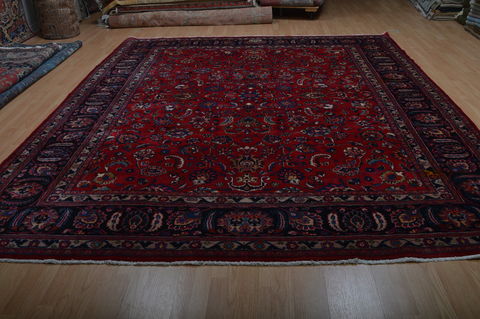 Mashad Red Hand Knotted 910 X 123 Area Rug 100-75977 Image 1