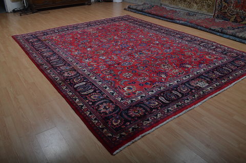 Mashad Red Hand Knotted 910 X 123 Area Rug 100-75977 Image 2