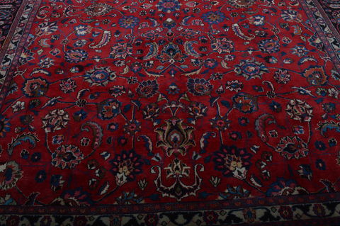 Mashad Red Hand Knotted 910 X 123 Area Rug 100-75977 Image 6