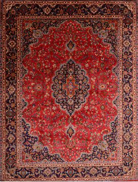 Persian Mashad Red Rectangle 10x13 ft Wool Carpet 75978