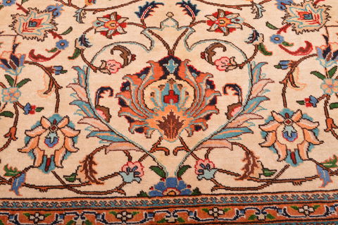 Tabriz Beige Hand Knotted 102 X 136 Area Rug 100-76013 Image 17