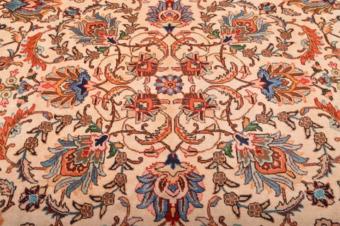 Tabriz Beige Hand Knotted 102 X 136 Area Rug 100-76013 Image 18