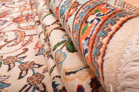 Tabriz Beige Hand Knotted 102 X 136 Area Rug 100-76013 Image 5