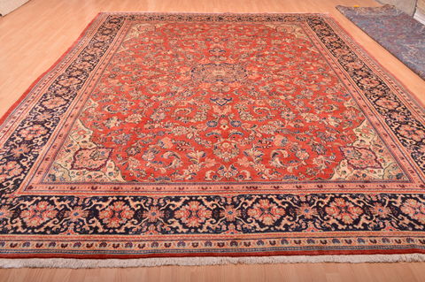 Mahal Red Hand Knotted 105 X 137 Area Rug 100-76021 Image 11