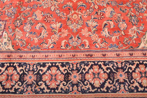 Mahal Red Hand Knotted 105 X 137 Area Rug 100-76021 Image 16