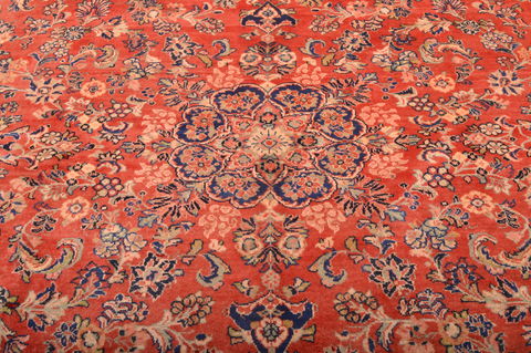 Mahal Red Hand Knotted 105 X 137 Area Rug 100-76021 Image 17