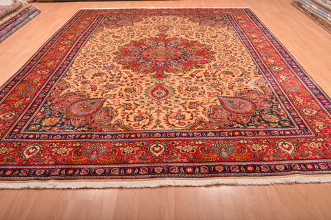 Tabriz Beige Hand Knotted 98 X 1210 Area Rug 100-76026 Image 10