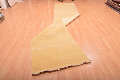 Modern Beige Runner Hand Knotted 34 X 155 Area Rug 100-76047 Image 10