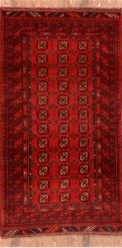 Afghan Khan Mohammadi Red Rectangle 3x5 ft Wool Carpet 76095