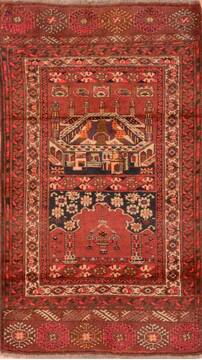 Afghan Khan Mohammadi Red Rectangle 3x5 ft Wool Carpet 76097