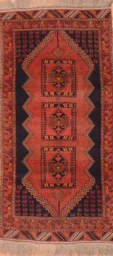 Afghan Khan Mohammadi Blue Runner 6 to 9 ft Wool Carpet 76110