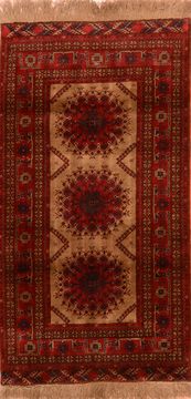 Afghan Khan Mohammadi Red Rectangle 3x5 ft Wool Carpet 76117
