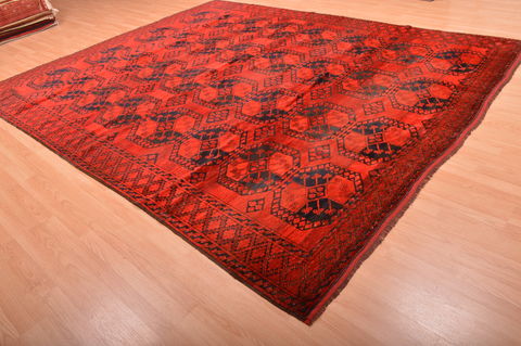 Khan Mohammadi Red Hand Knotted 93 X 113 Area Rug 100-76121 Image 9