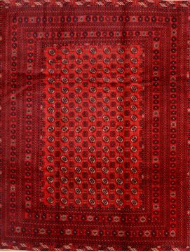 Afghan Khan Mohammadi Red Rectangle 8x11 ft Wool Carpet 76122