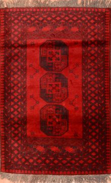 Afghan Khan Mohammadi Red Rectangle 4x6 ft Wool Carpet 76136