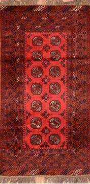 Afghan Khan Mohammadi Red Rectangle 3x5 ft Wool Carpet 76138