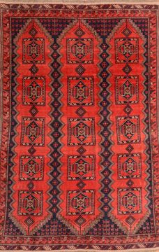 Afghan Khan Mohammadi Blue Rectangle 7x10 ft Wool Carpet 76148