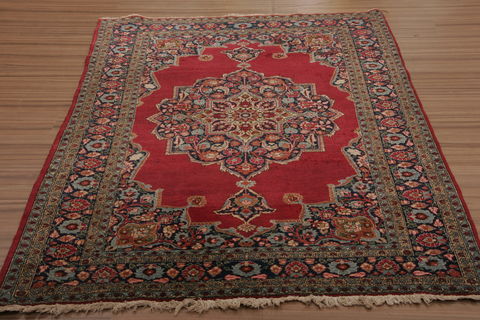 Tabriz Red Hand Knotted 45 X 610  Area Rug 155-76156 Image 1