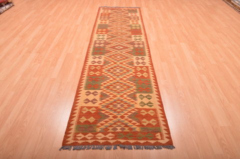 Kilim Red Runner Flat Woven 27 X 99 Area Rug 100-76165 Image 2