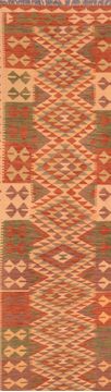 Pakistani Kilim Red Runner 10 to 12 ft Wool Carpet 76165