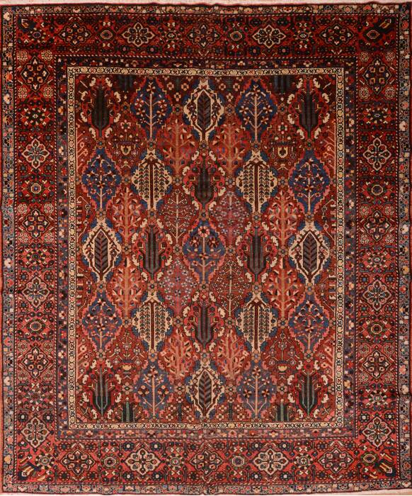 Bakhtiar Red Hand Knotted 104 X 122 Area Rug 100-76175 Image 0