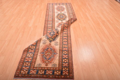 Chobi Beige Runner Hand Knotted 211 X 92 Area Rug 100-76190 Image 13