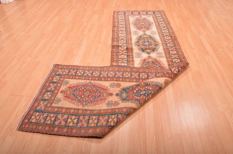 Chobi Beige Runner Hand Knotted 211 X 92 Area Rug 100-76190 Image 14
