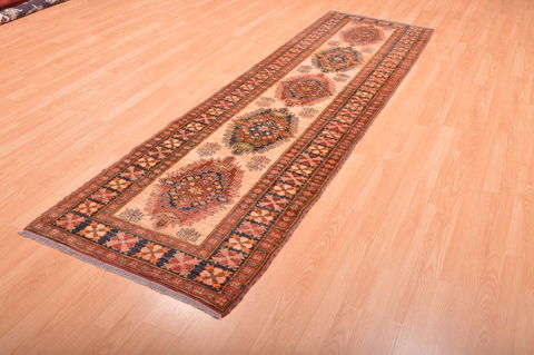 Chobi Beige Runner Hand Knotted 211 X 92 Area Rug 100-76190 Image 2