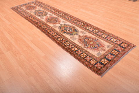 Chobi Beige Runner Hand Knotted 211 X 92 Area Rug 100-76190 Image 3