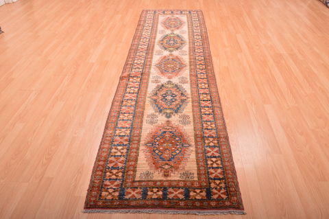 Chobi Beige Runner Hand Knotted 211 X 92 Area Rug 100-76190 Image 4