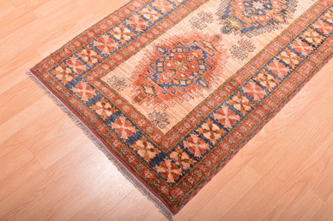 Chobi Beige Runner Hand Knotted 211 X 92 Area Rug 100-76190 Image 9