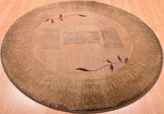 Modern Green Round Machine Made 4'11" X 4'11"  Area Rug 100-76199